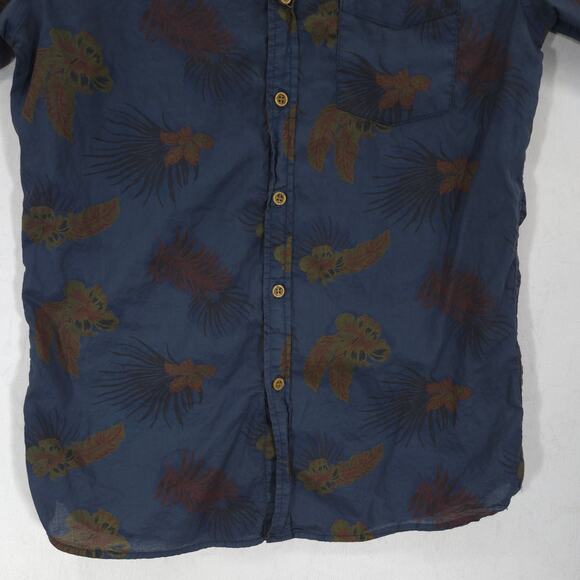 Cotton On Shirt Mens Small Navy Blue Hawaiian Tropical Short Sleeve Button Down - Picture 4 of 12